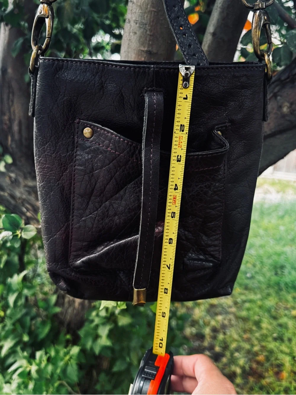 latico Dark purple Leather Crossbody with Front Pocket and Drawstring